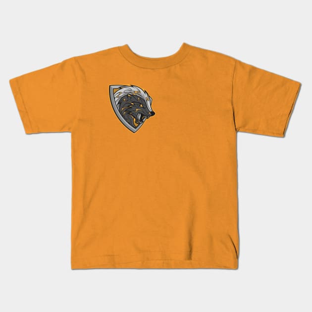 yellow and black loyal badger shield Kids T-Shirt by FamiFriki_V